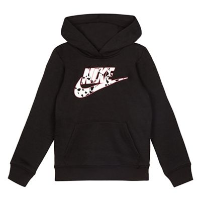 Nike Girls' black logo print hoodie